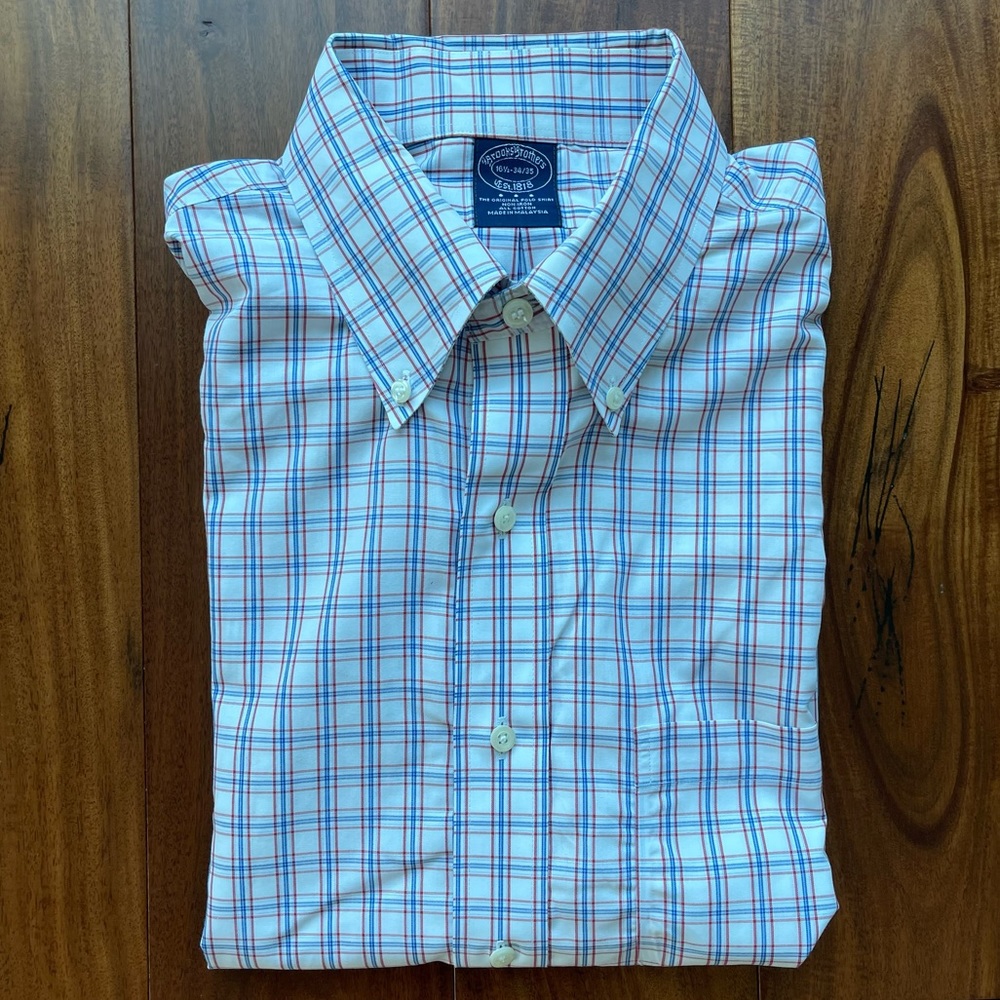 Brooks Brothers Dress Shirt 16.5 34/35 White/Blue/Red